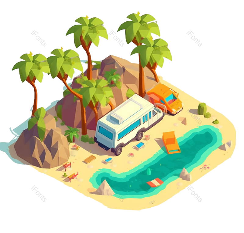 夏天图片,海洋元素,卡车PNG,城堡免抠素材